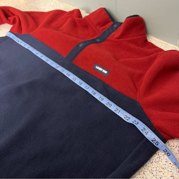Lands’ End 1/4 Snap Polar Fleece Pullover Jacket Sweatshirt Red Blue Men’s L - Picture 7 of 9